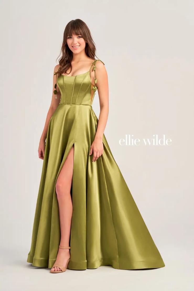 EW35215 SATIN SCOOP NECK WITH POCKETS AND LACE UP BACK #$0 default Olive picture
