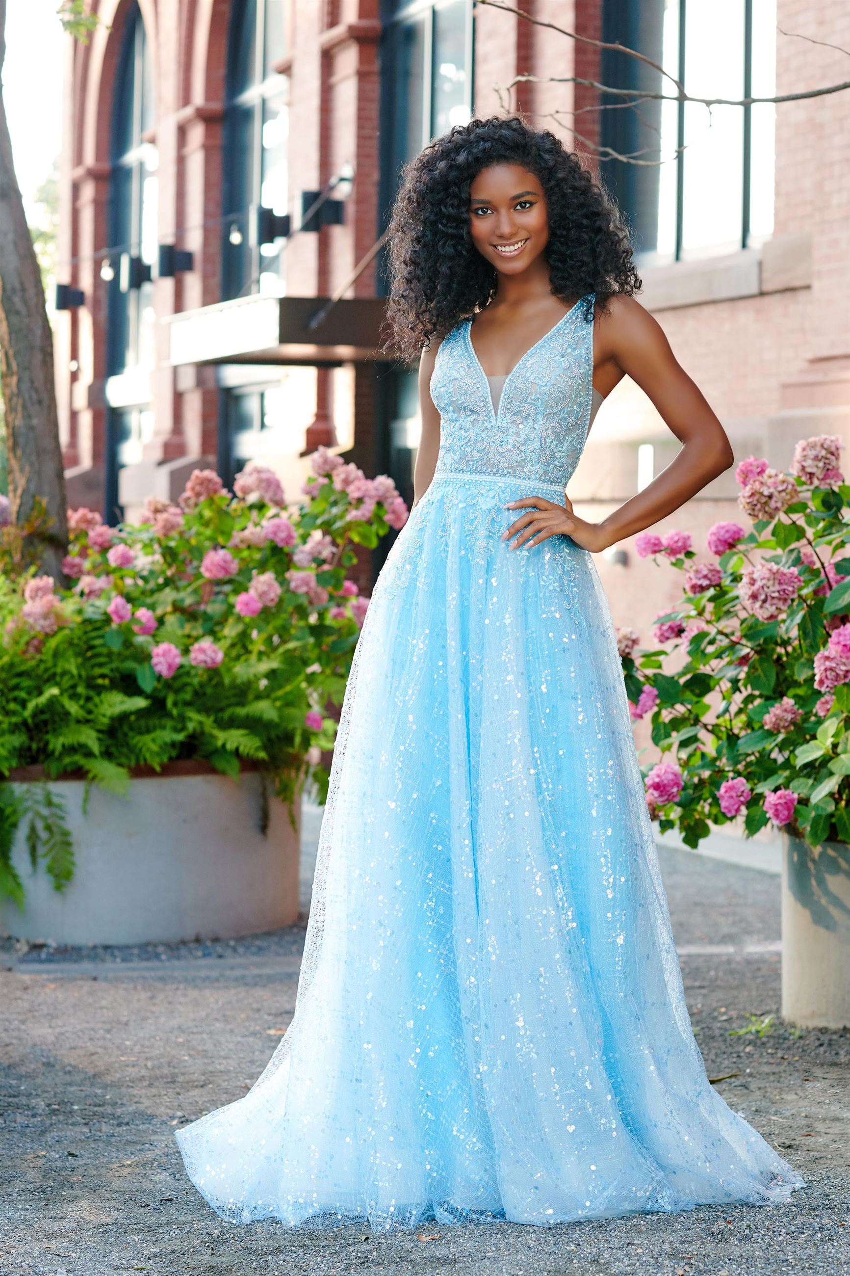 turquoise sparkly prom dress