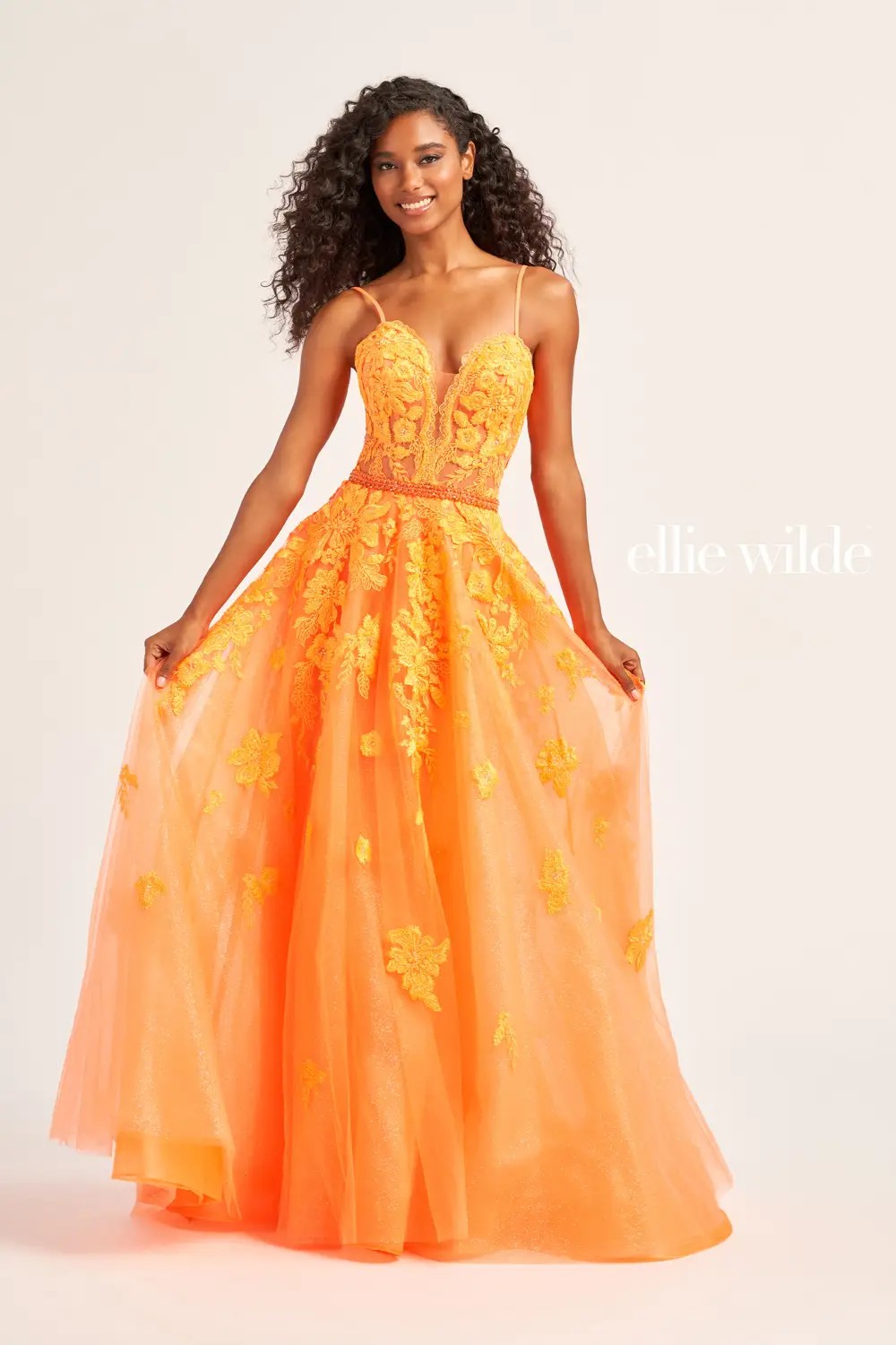 Blue and Orange Prom Dresses