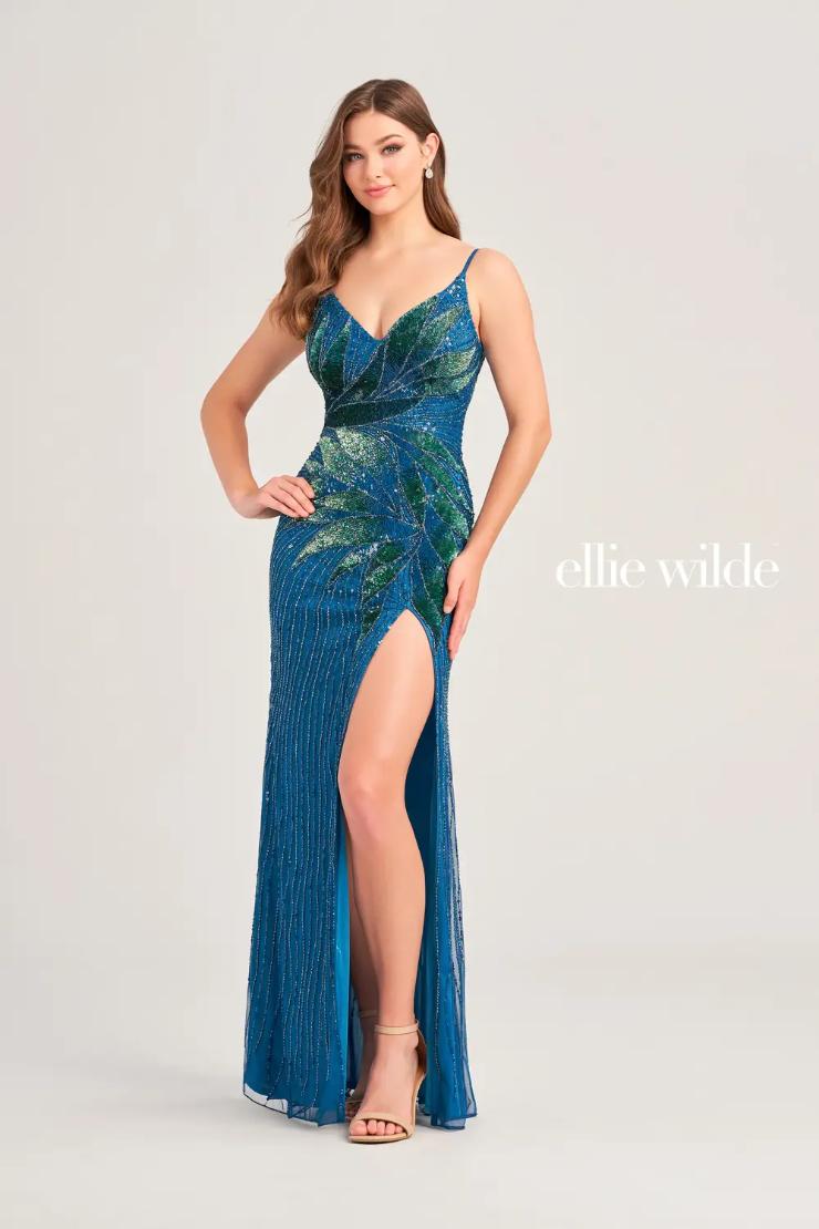 EW35066 FIT AND FLARE PROM DRESS COVERED IN BEADING, EMBROIDERED TULLE AND SEQUINS #$0 default Peacock picture