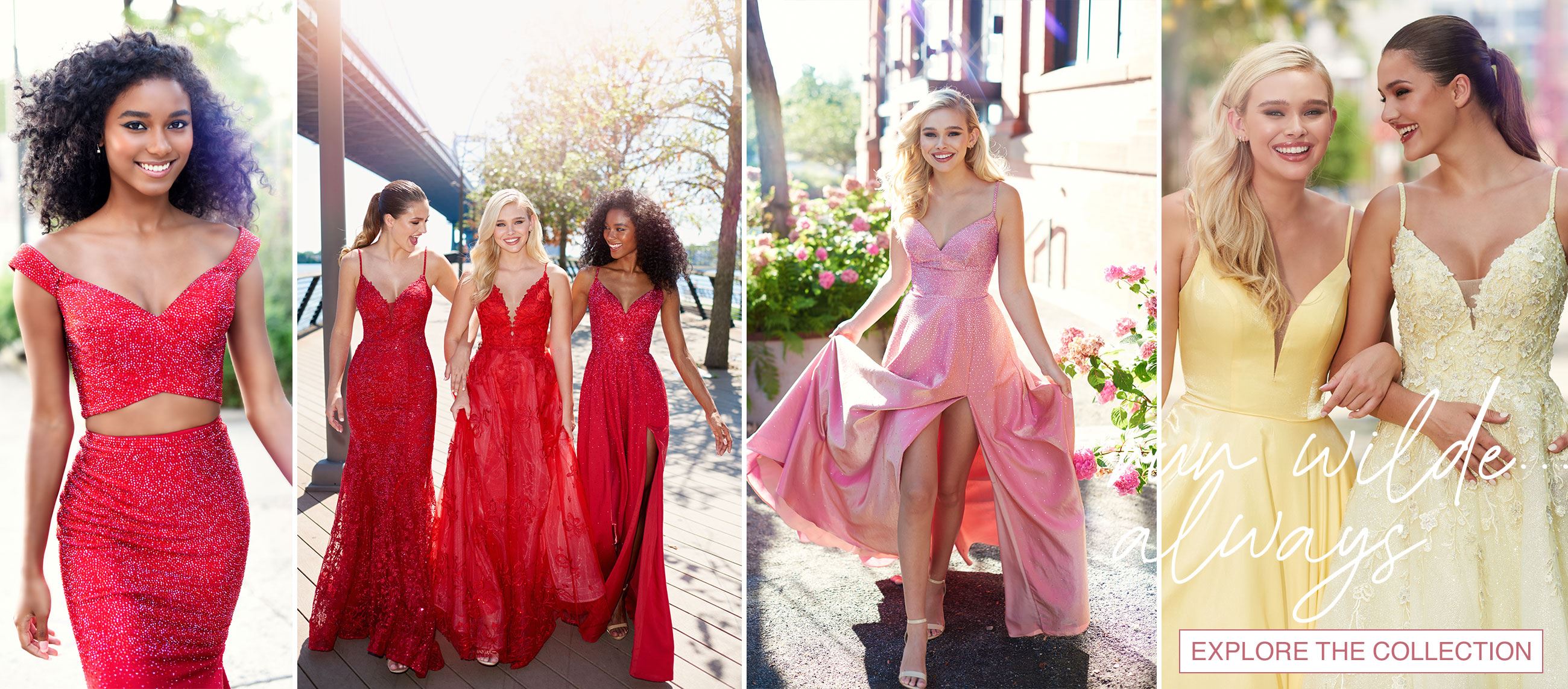 red and tan prom dress